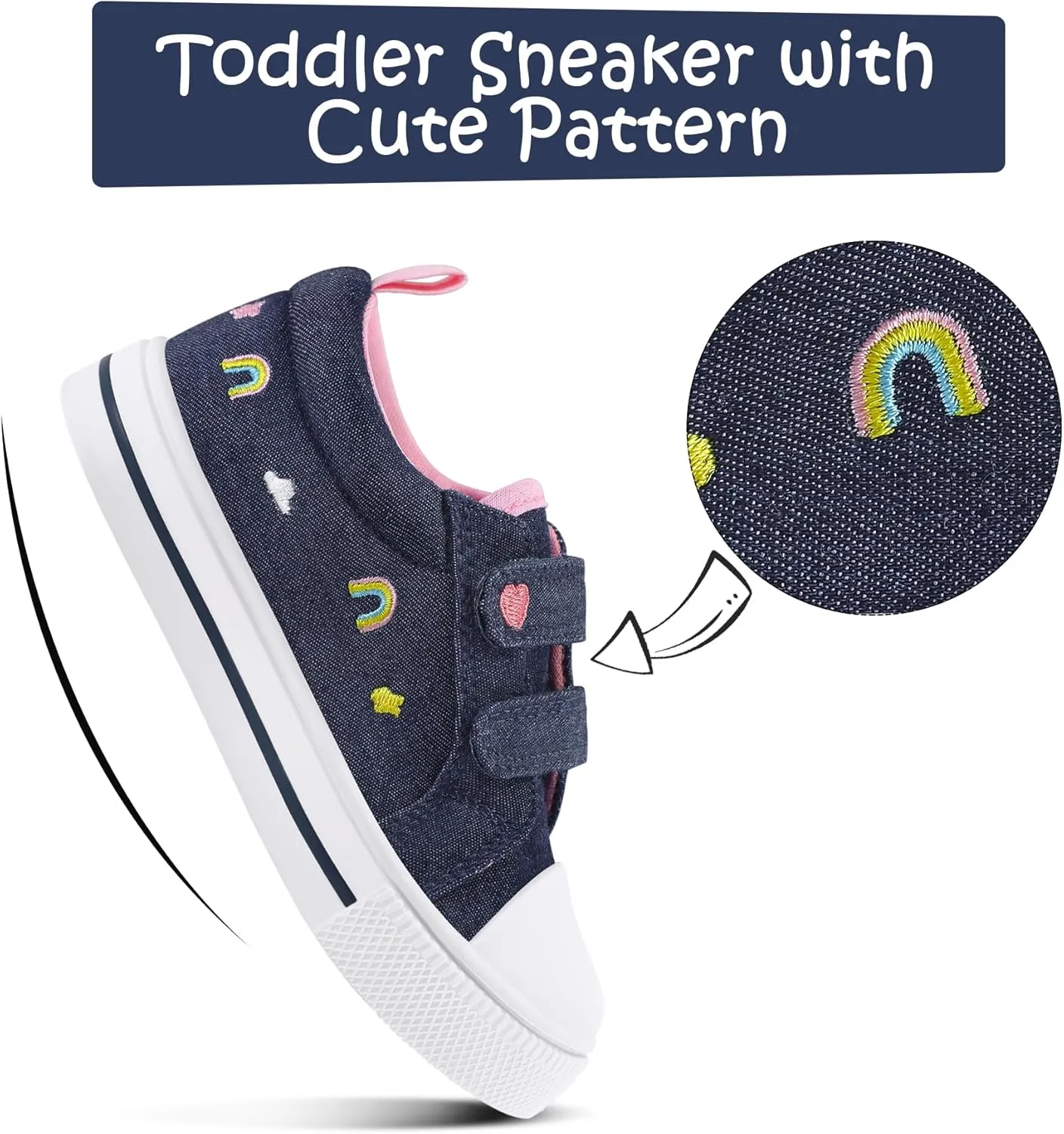 K KomForme Toddler Sneakers for Boys and Girls Dual Hook and Loops Sneakers Baby Canvas Shoes