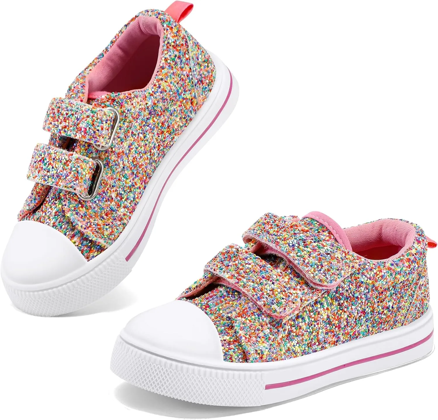 K KomForme Toddler Sneakers for Boys and Girls Dual Hook and Loops Sneakers Baby Canvas Shoes