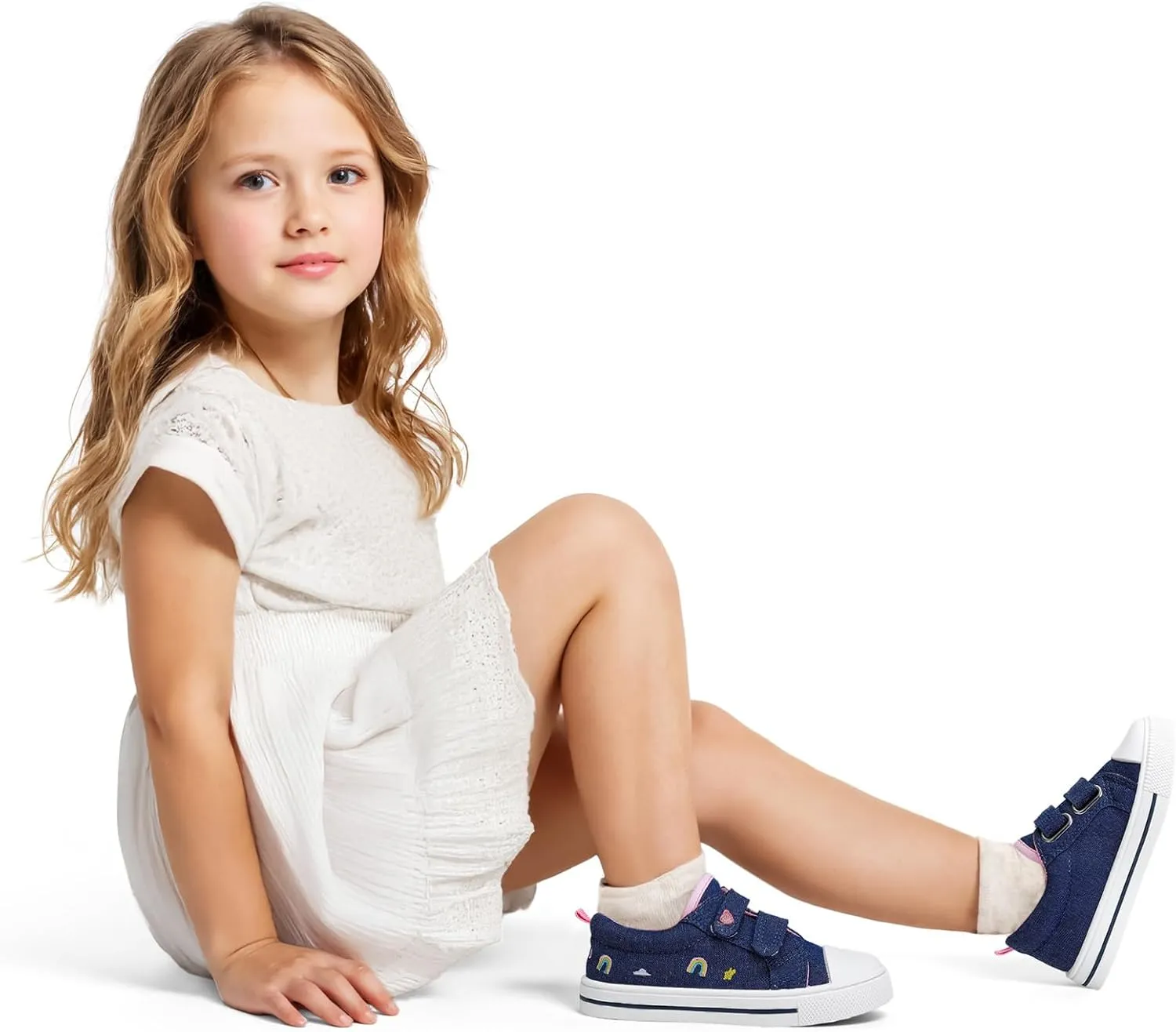 K KomForme Toddler Sneakers for Boys and Girls Dual Hook and Loops Sneakers Baby Canvas Shoes