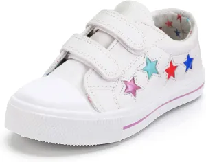 K KomForme Toddler Sneakers for Boys and Girls Dual Hook and Loops Sneakers Baby Canvas Shoes