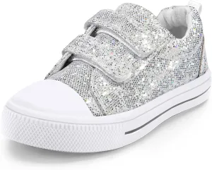 K KomForme Toddler Sneakers for Boys and Girls Dual Hook and Loops Sneakers Baby Canvas Shoes