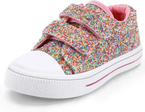 K KomForme Toddler Sneakers for Boys and Girls Dual Hook and Loops Sneakers Baby Canvas Shoes
