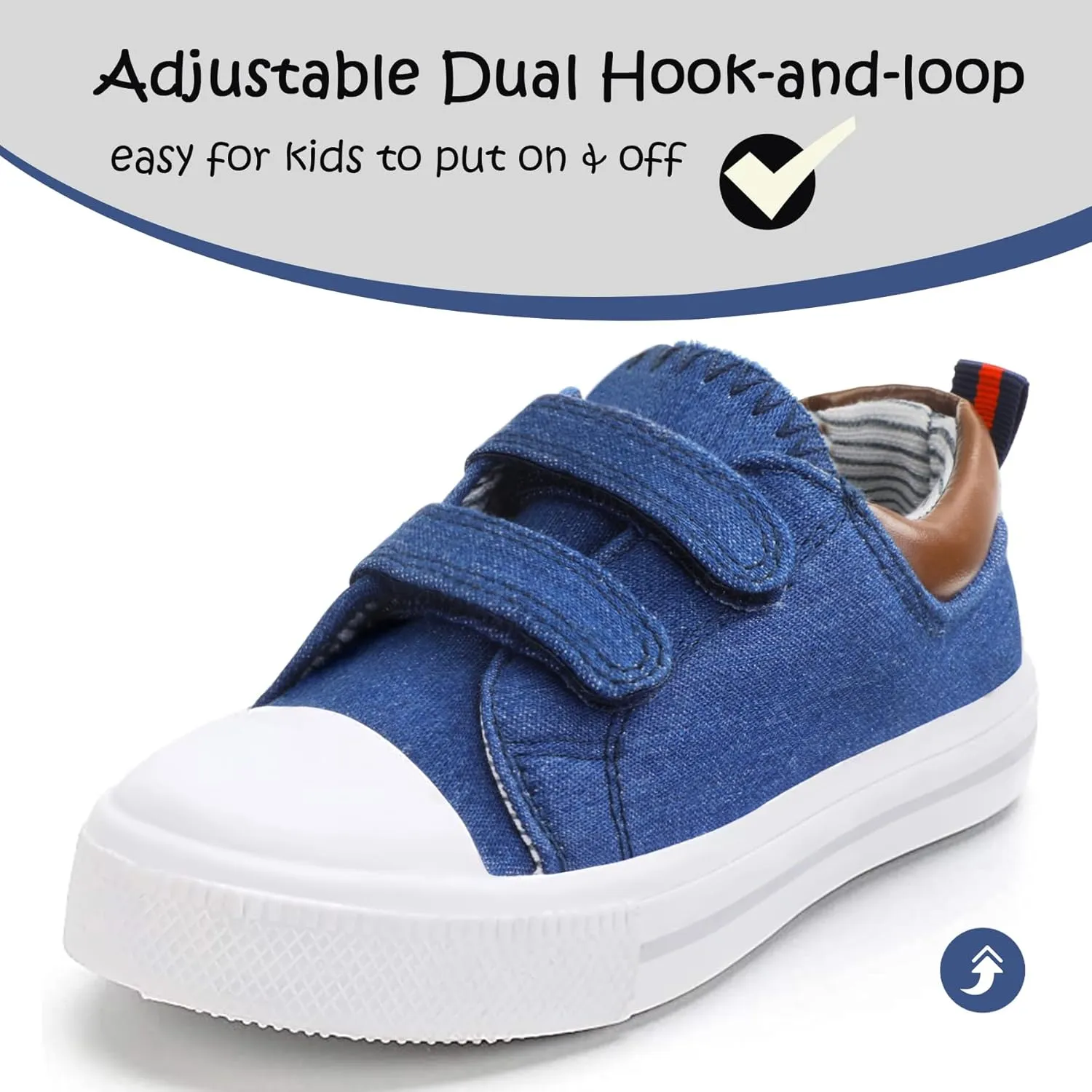 K KomForme Toddler Sneakers for Boys and Girls Dual Hook and Loops Sneakers Baby Canvas Shoes