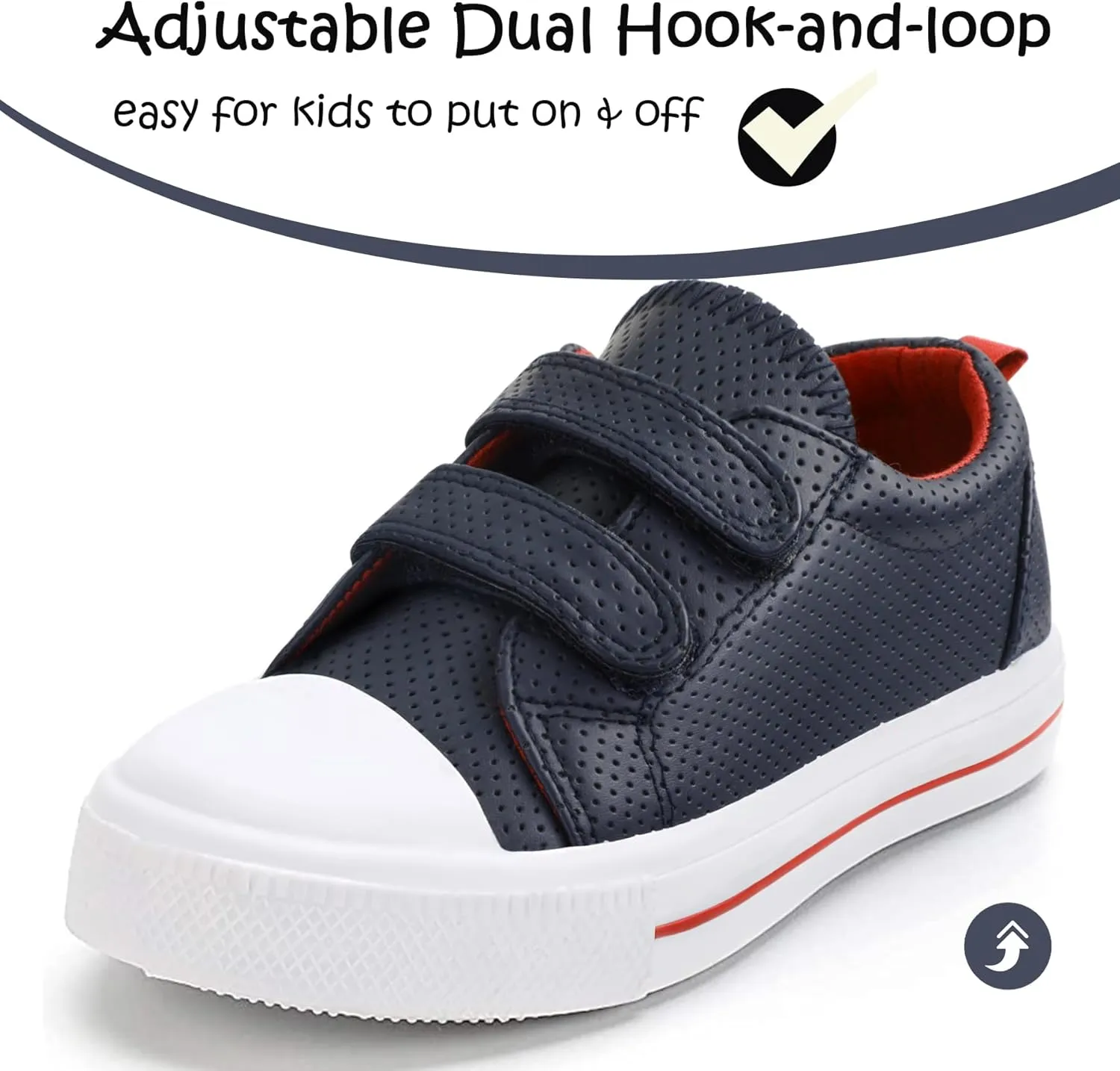 K KomForme Toddler Sneakers for Boys and Girls Dual Hook and Loops Sneakers Baby Canvas Shoes