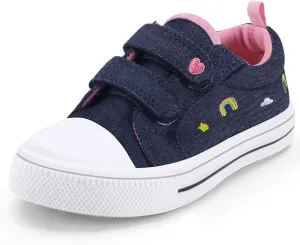 K KomForme Toddler Sneakers for Boys and Girls Dual Hook and Loops Sneakers Baby Canvas Shoes