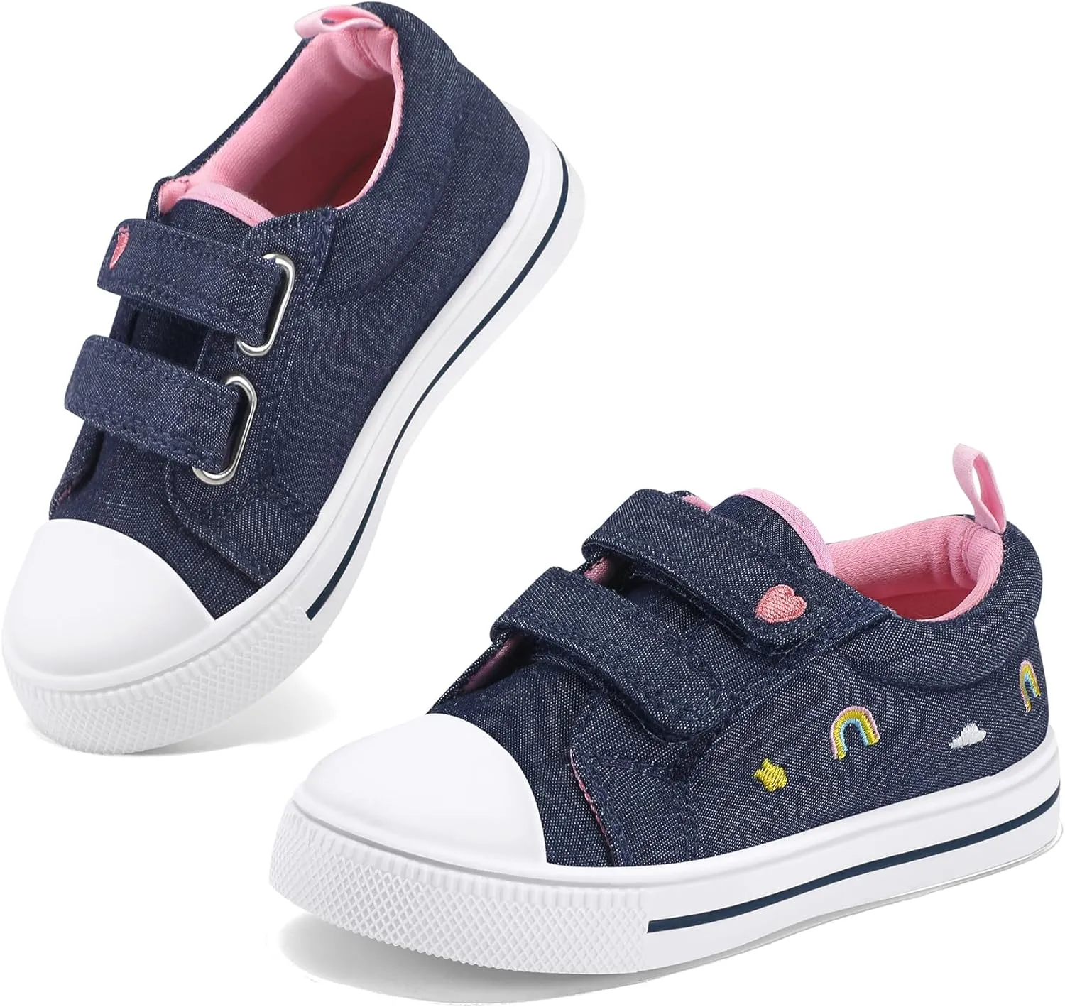 K KomForme Toddler Sneakers for Boys and Girls Dual Hook and Loops Sneakers Baby Canvas Shoes