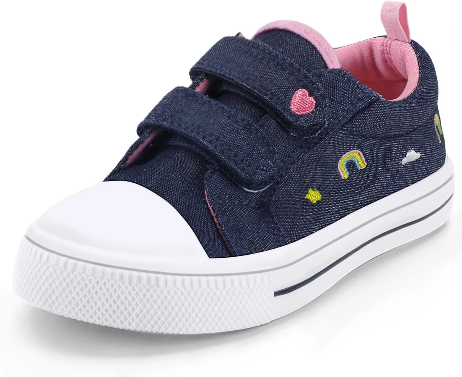 K KomForme Toddler Sneakers for Boys and Girls Dual Hook and Loops Sneakers Baby Canvas Shoes