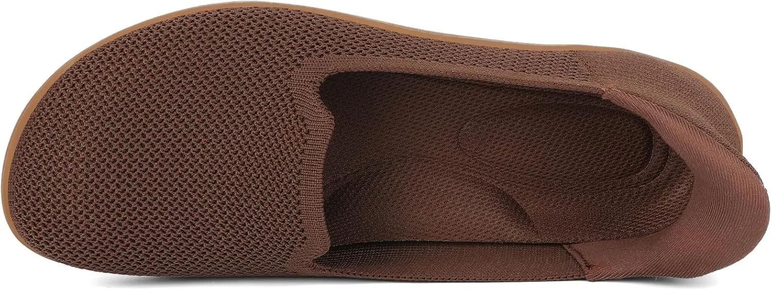 KBZone Women's Wide Toe Box Slip on Flats Shoes Comfortable Round Toe Mesh Loafers Walking Shoes