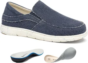 Kelway Mens Slip On Shoes with 2 Pairs of Insoles, Arch Support Loafers Orthopedic Casual Boat Shoes/Recycled Outsole/Non-Slip/Breathable/Wide Toe Box