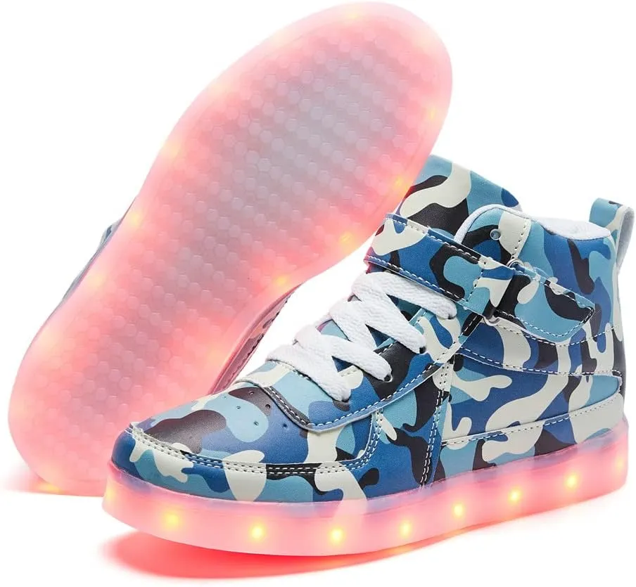 Kids LED Light up Shoes USB Charging Flashing Light Up High-top Sneakers for Boys and Girls Child Unisex