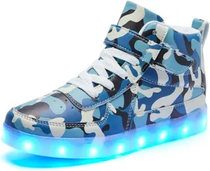 Kids LED Light up Shoes USB Charging Flashing Light Up High-top Sneakers for Boys and Girls Child Unisex