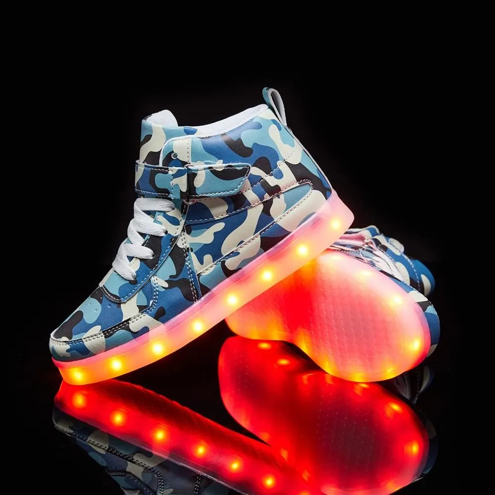 Kids LED Light up Shoes USB Charging Flashing Light Up High-top Sneakers for Boys and Girls Child Unisex