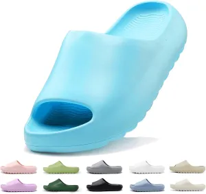 Kids Lightweight Soft EVA Non-Slip Slides Slippers Open Toe Comfy Sandals for Toddler Boys Girls Children Bathroom Shower Summer Pool Beach Slippers