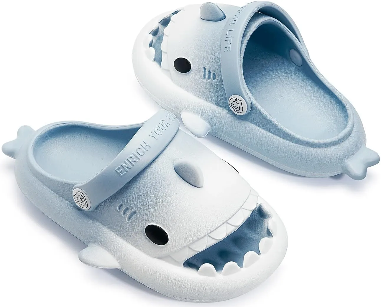 Kids Shark Slides Boys Girls Toddlers Cloud Shower Slippers Cute Cartoon Open Toe Sandals Cushioned Thick Sole Beach Pool Shoes