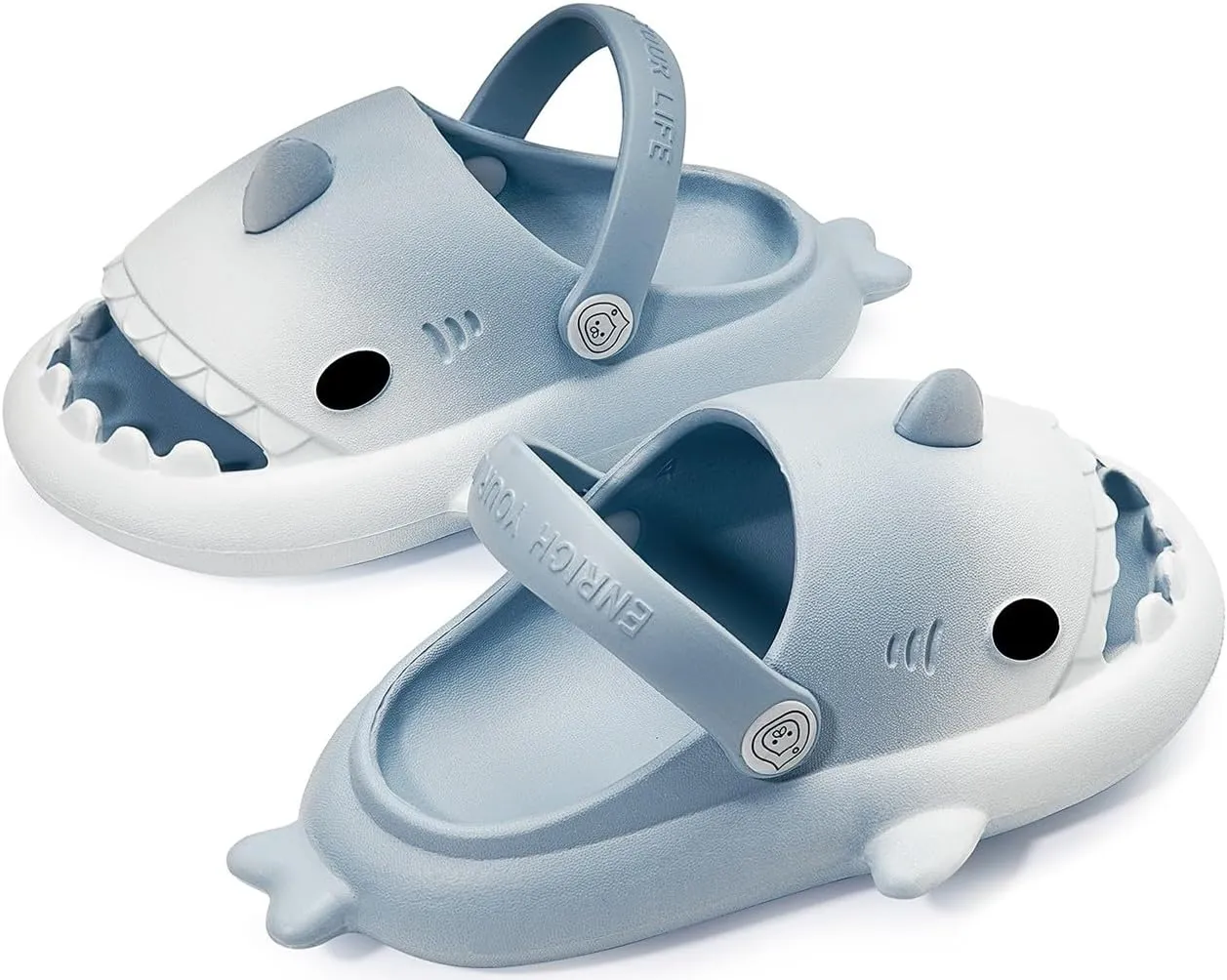 Kids Shark Slides Boys Girls Toddlers Cloud Shower Slippers Cute Cartoon Open Toe Sandals Cushioned Thick Sole Beach Pool Shoes