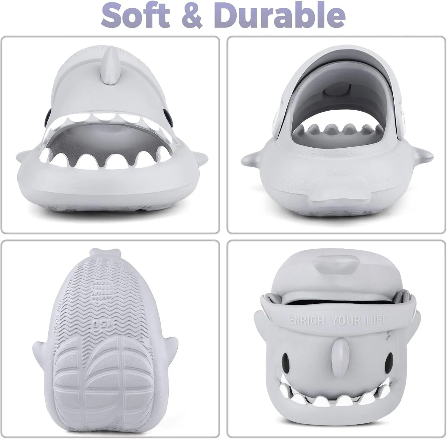 Kids Shark Slides丨Pillow Shower Sandals Quick Dry Slippers丨Toddler Boys Girls Comfy Cloud Slides丨Summer Non-Slip Thick Sole Beach Pool shoes