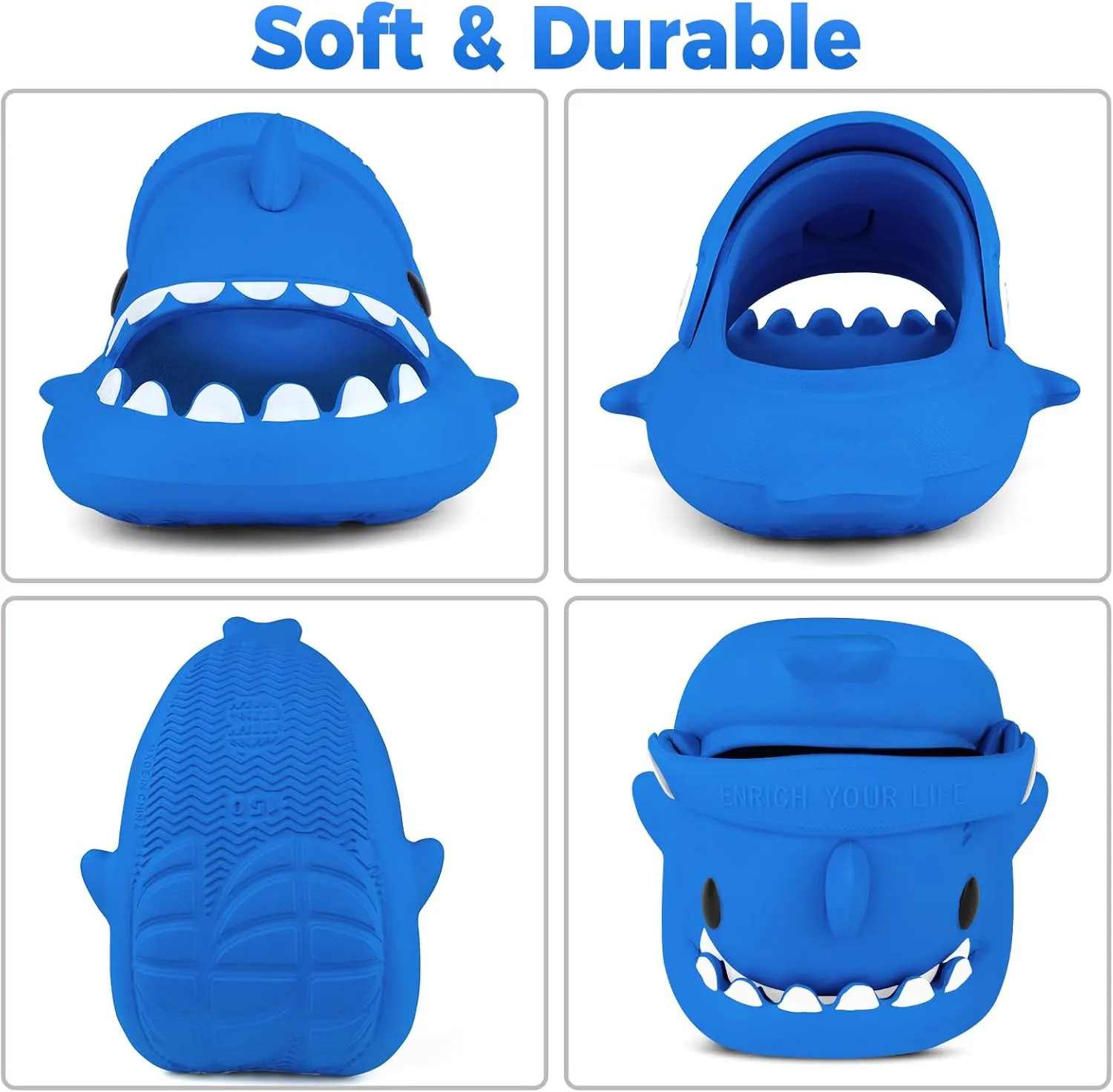 Kids Shark Slides丨Pillow Shower Sandals Quick Dry Slippers丨Toddler Boys Girls Comfy Cloud Slides丨Summer Non-Slip Thick Sole Beach Pool shoes