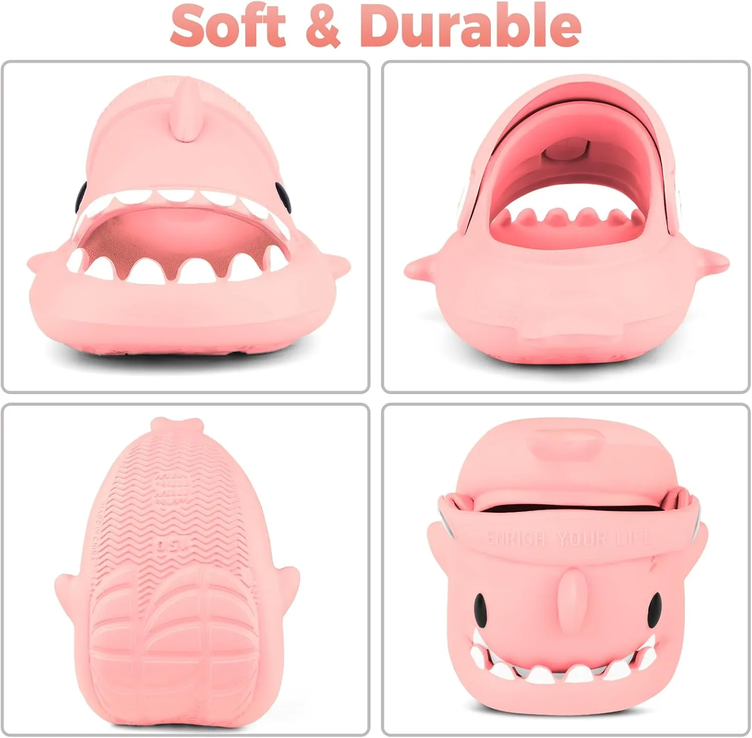 Kids Shark Slides丨Pillow Shower Sandals Quick Dry Slippers丨Toddler Boys Girls Comfy Cloud Slides丨Summer Non-Slip Thick Sole Beach Pool shoes