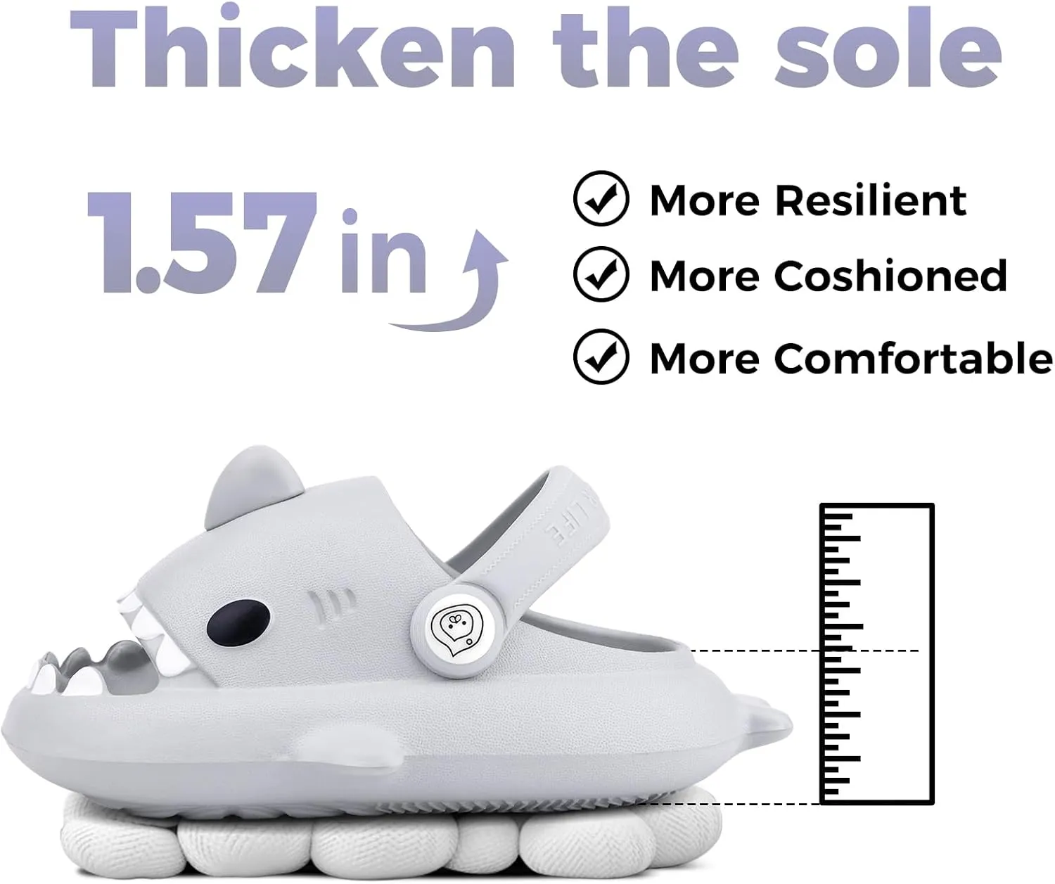 Kids Shark Slides丨Pillow Shower Sandals Quick Dry Slippers丨Toddler Boys Girls Comfy Cloud Slides丨Summer Non-Slip Thick Sole Beach Pool shoes