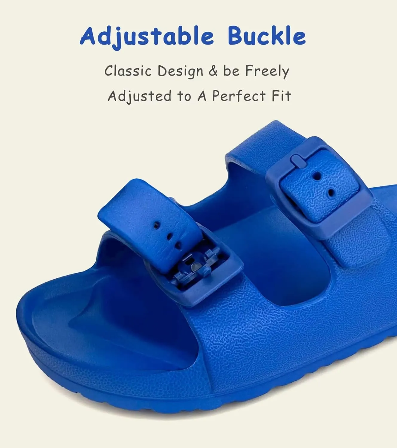 Kids Slides Sandals Double Buckle Adjustable Boys Girls