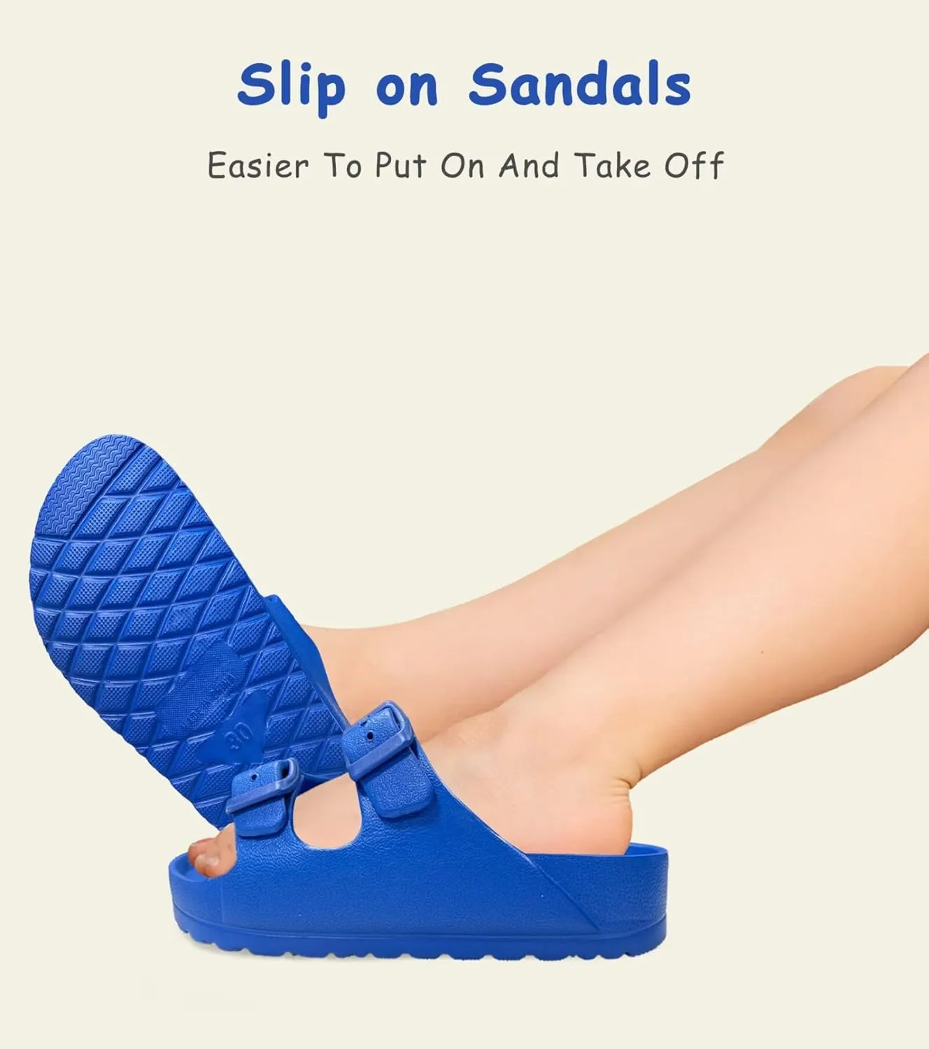 Kids Slides Sandals Double Buckle Adjustable Boys Girls