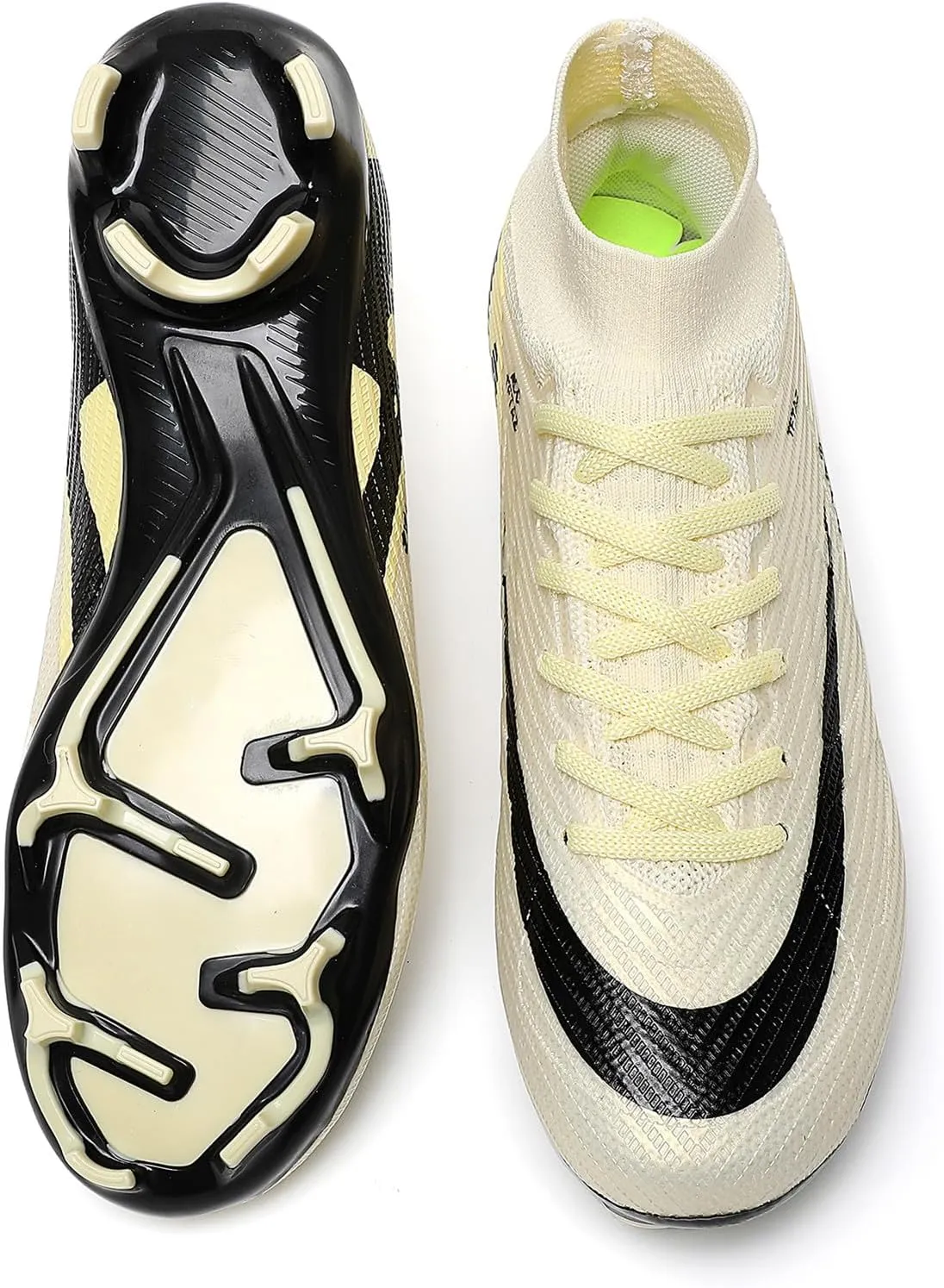 Kids Soccer Cleats High Top Youths Spikes FG Shoes Baseball Ankle-Cuff Athletic Professional Firm Ground Non-Slipping Boys Football Boots