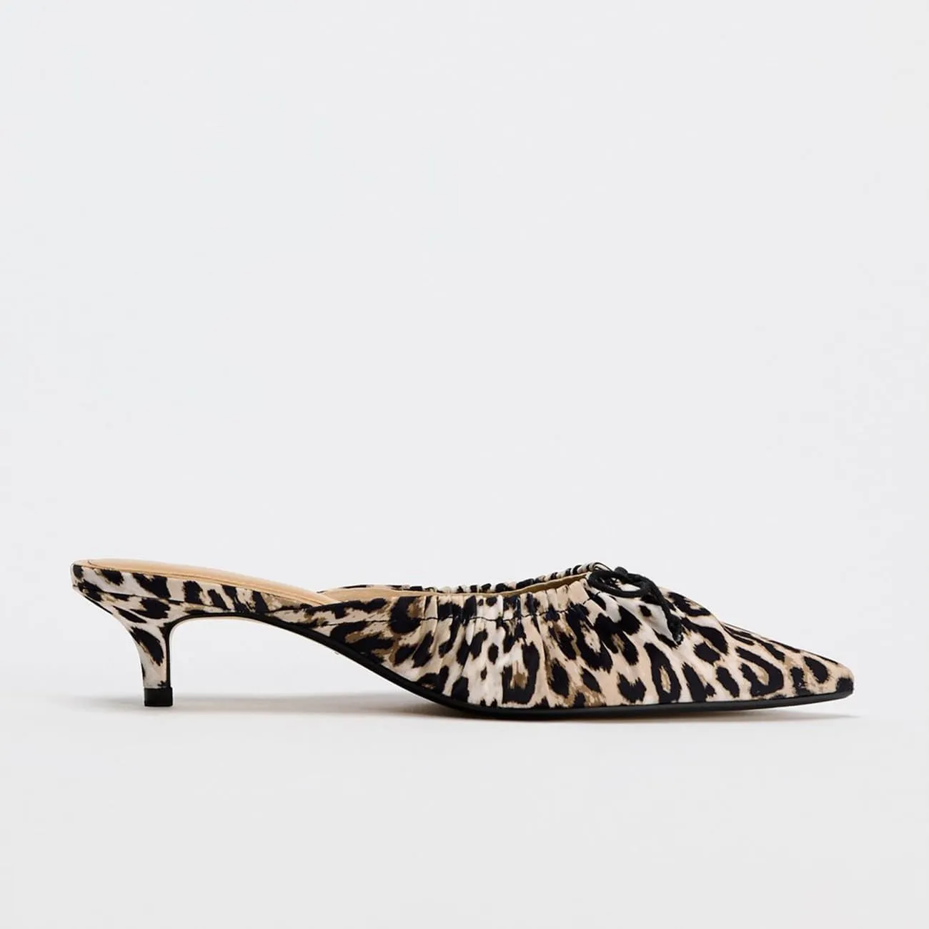 Kitten Heel Bow Mules for Women Slip On Mules Backless Low Heel Pumps