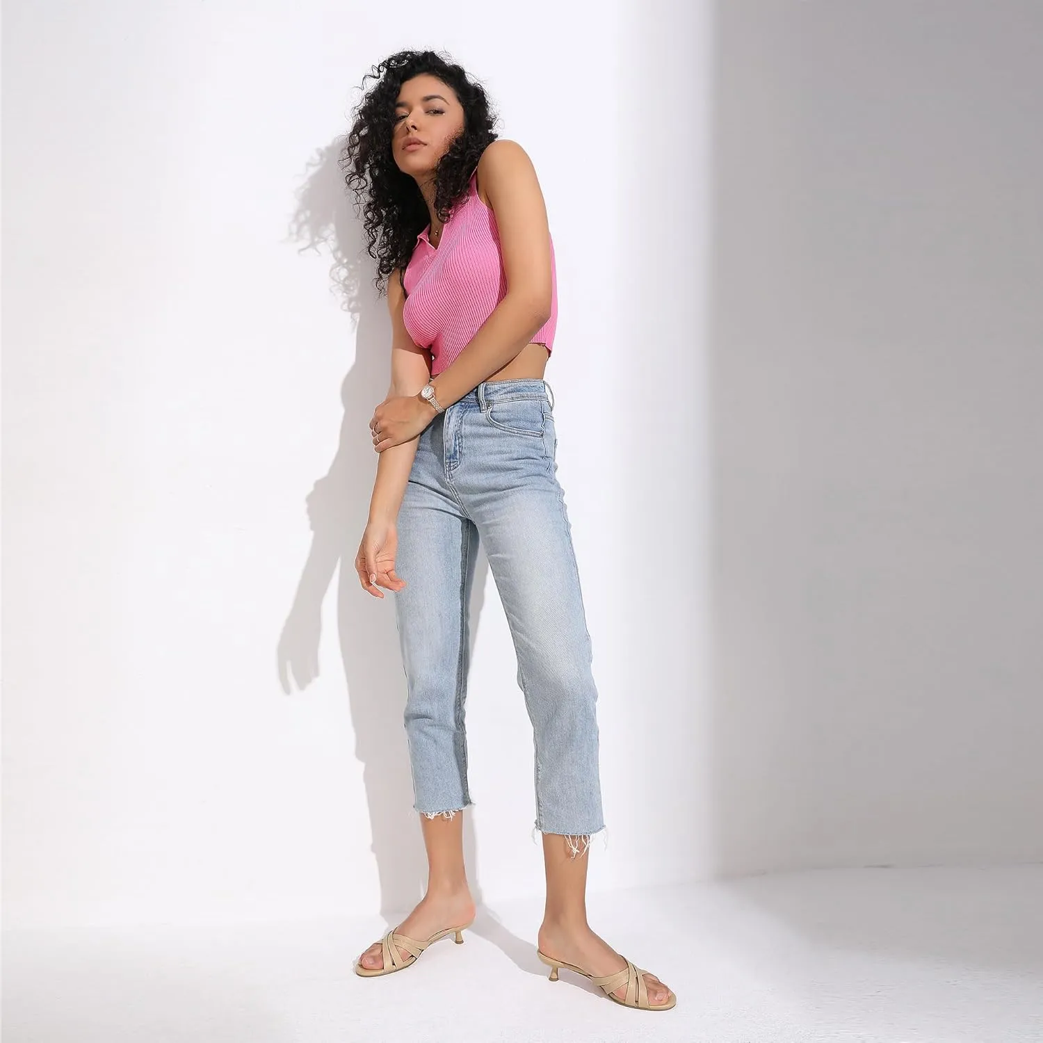 Kitten Heels for Women Strappy Low Heels Open Rounded Toe Mules Slip on Slide Sandals Comfort Dress Shoes