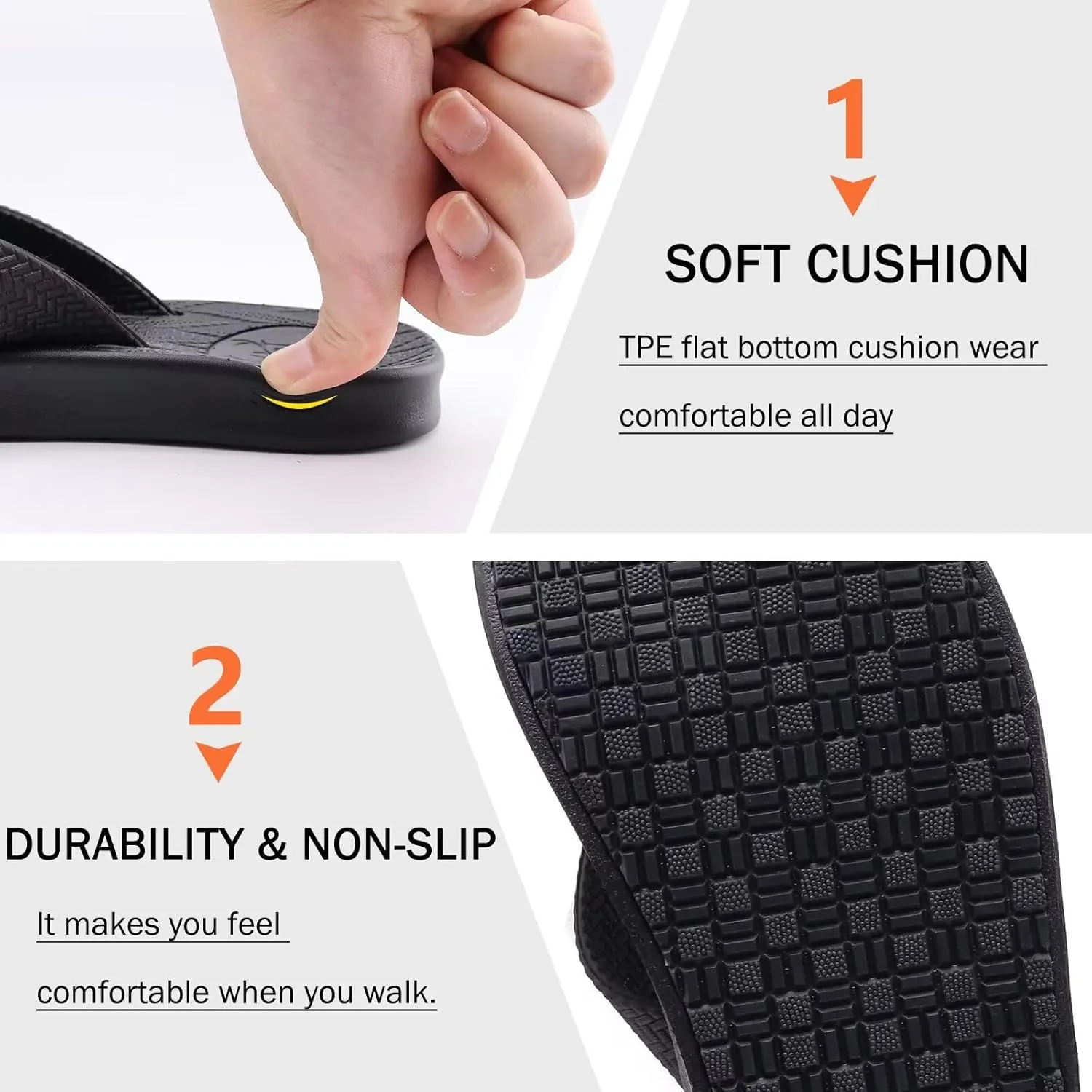 KuaiLu Mens Flip Flops Arch Support Comfortable Summer Beach Thong Sandals Yoga Foam Cushion Slip on Slippers