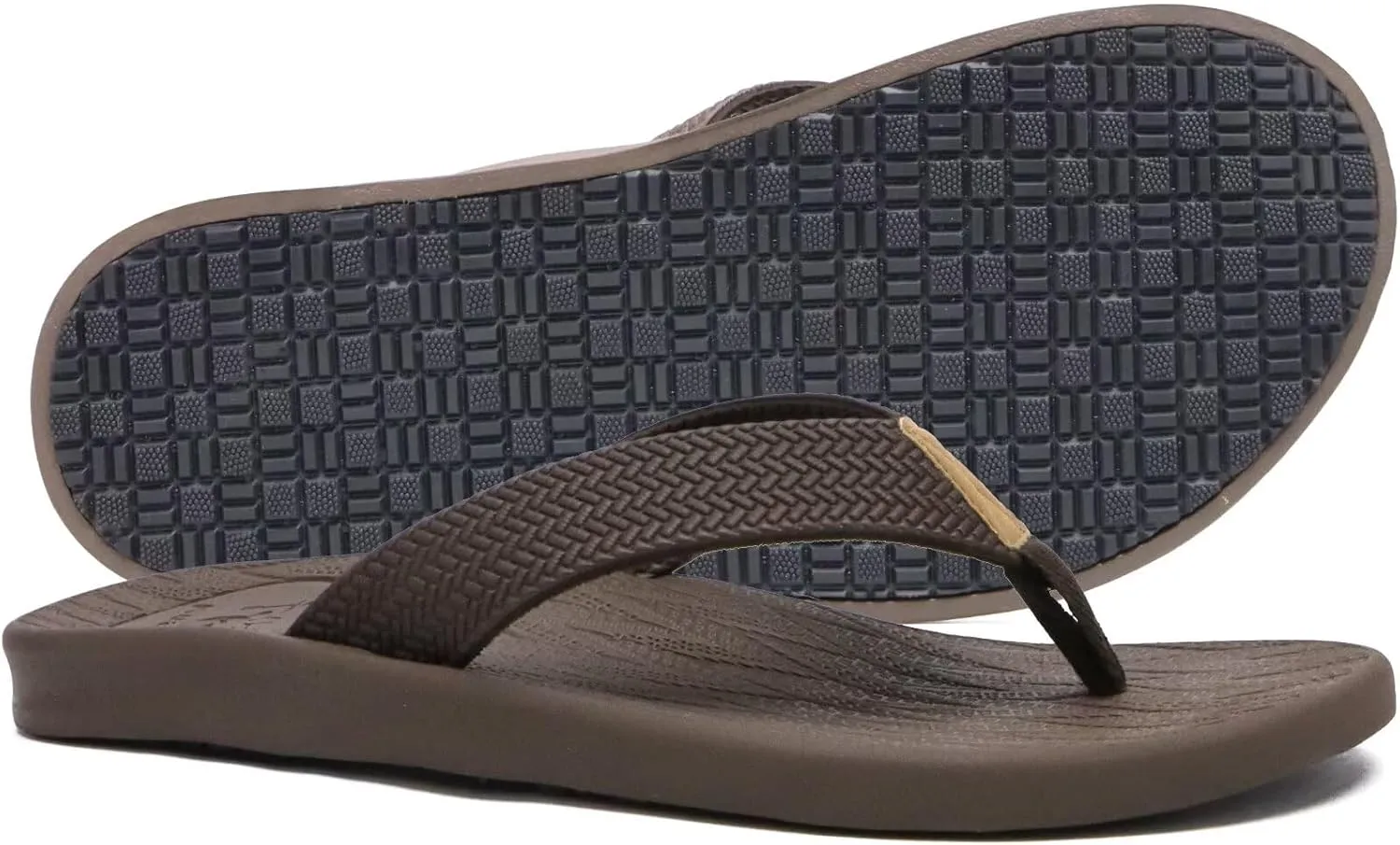 KuaiLu Mens Flip Flops Arch Support Comfortable Summer Beach Thong Sandals Yoga Foam Cushion Slip on Slippers