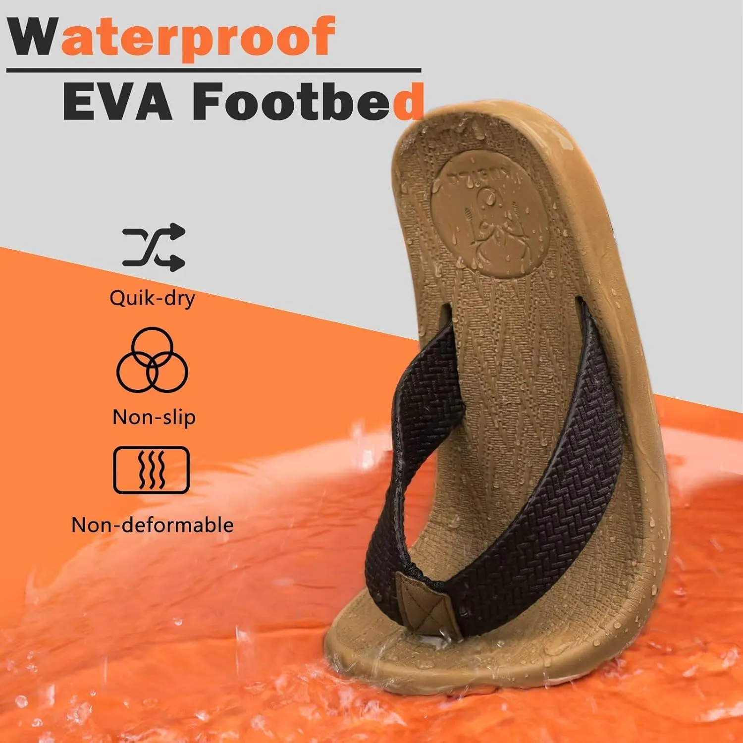 KuaiLu Mens Flip Flops Arch Support Comfortable Summer Beach Thong Sandals Yoga Foam Cushion Slip on Slippers