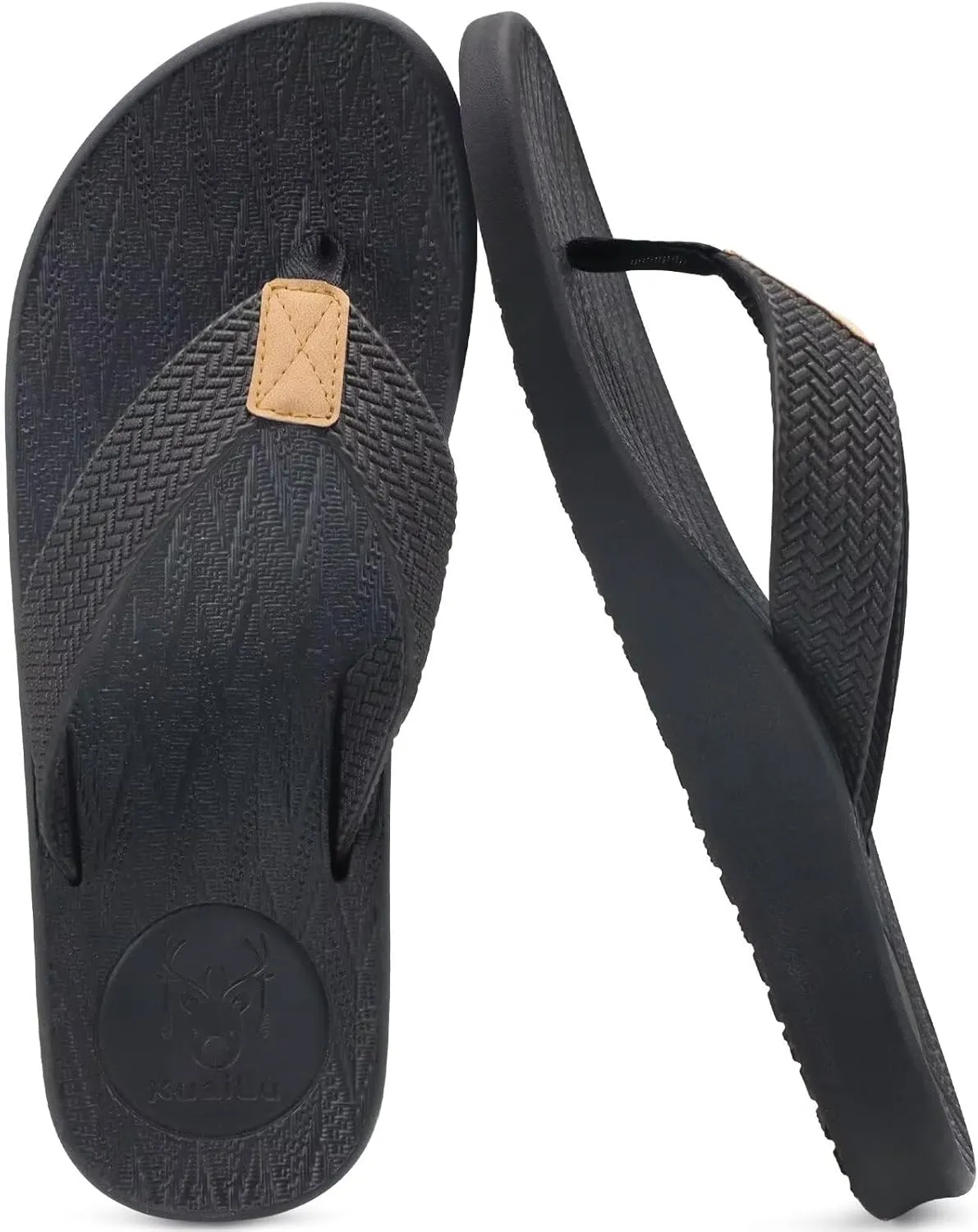 KuaiLu Mens Flip Flops Arch Support Comfortable Summer Beach Thong Sandals Yoga Foam Cushion Slip on Slippers