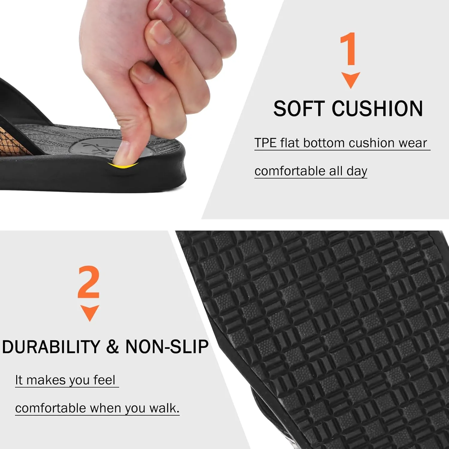 KuaiLu Mens Flip Flops Arch Support Comfortable Summer Beach Thong Sandals Yoga Foam Cushion Slip on Slippers