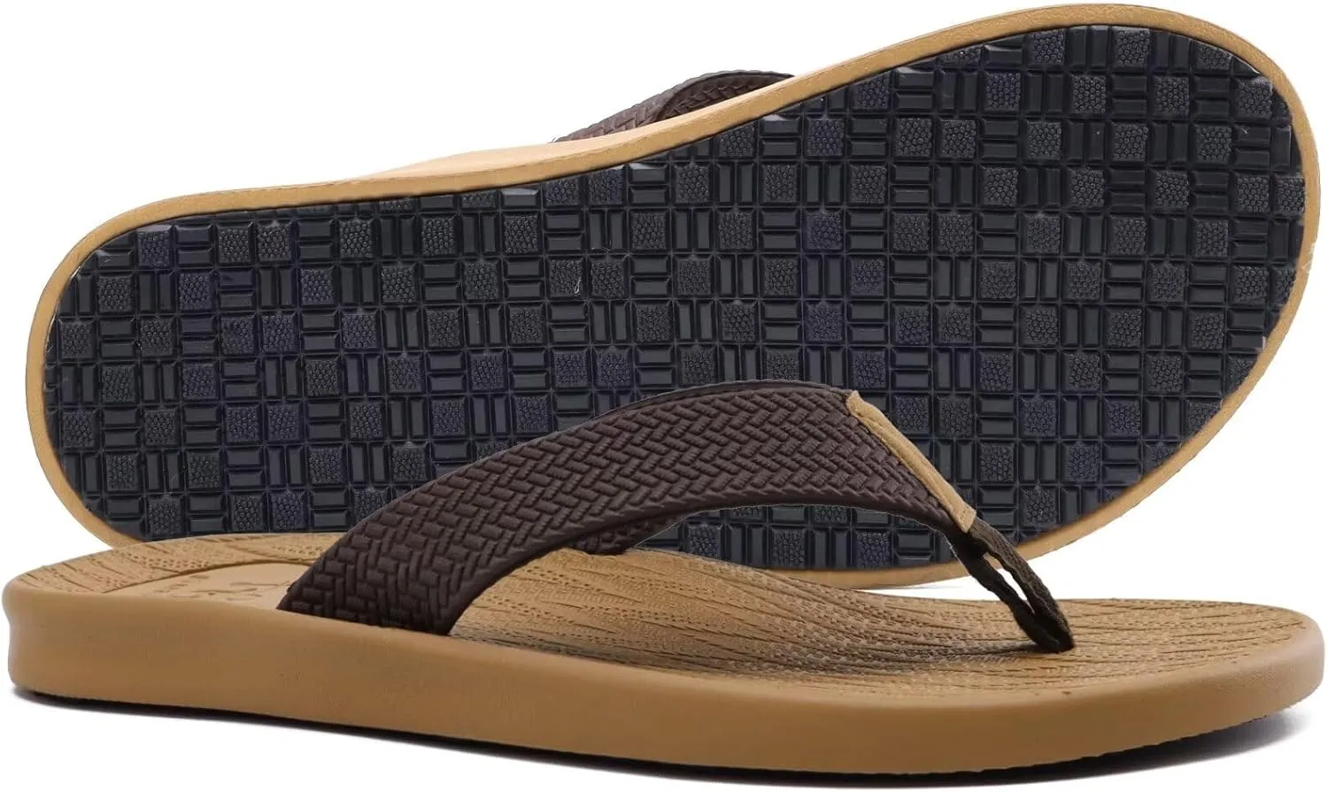 KuaiLu Mens Flip Flops Arch Support Comfortable Summer Beach Thong Sandals Yoga Foam Cushion Slip on Slippers