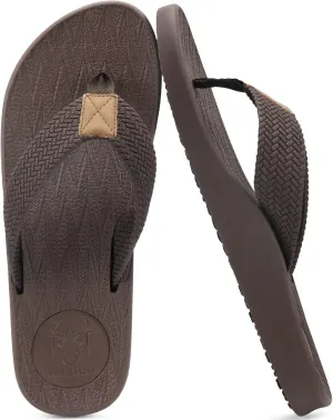 KuaiLu Mens Flip Flops Arch Support Comfortable Summer Beach Thong Sandals Yoga Foam Cushion Slip on Slippers