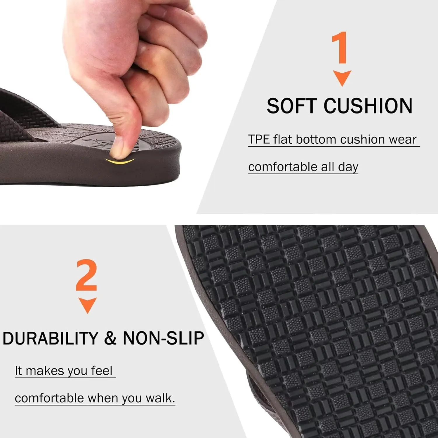 KuaiLu Mens Flip Flops Arch Support Comfortable Summer Beach Thong Sandals Yoga Foam Cushion Slip on Slippers