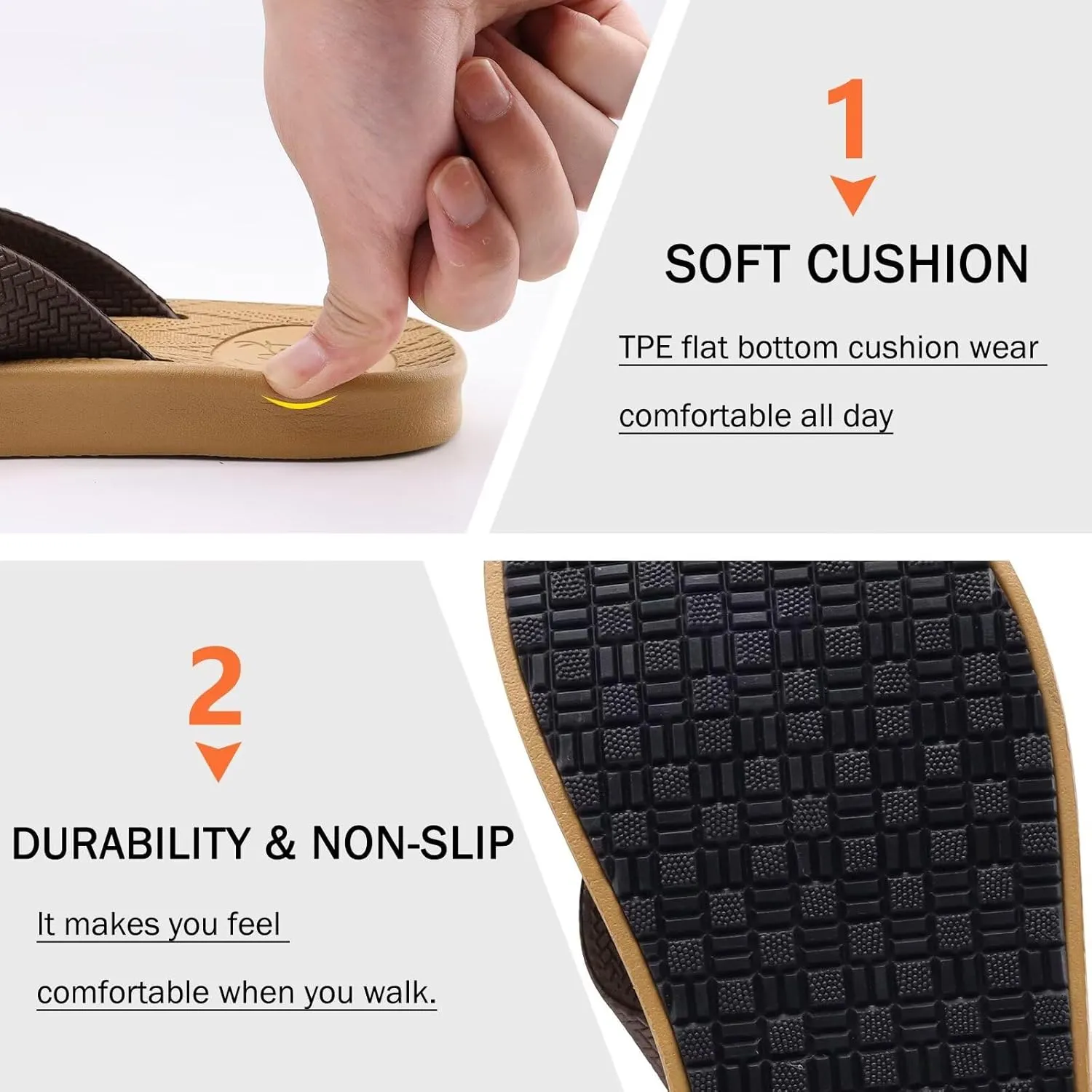 KuaiLu Mens Flip Flops Arch Support Comfortable Summer Beach Thong Sandals Yoga Foam Cushion Slip on Slippers