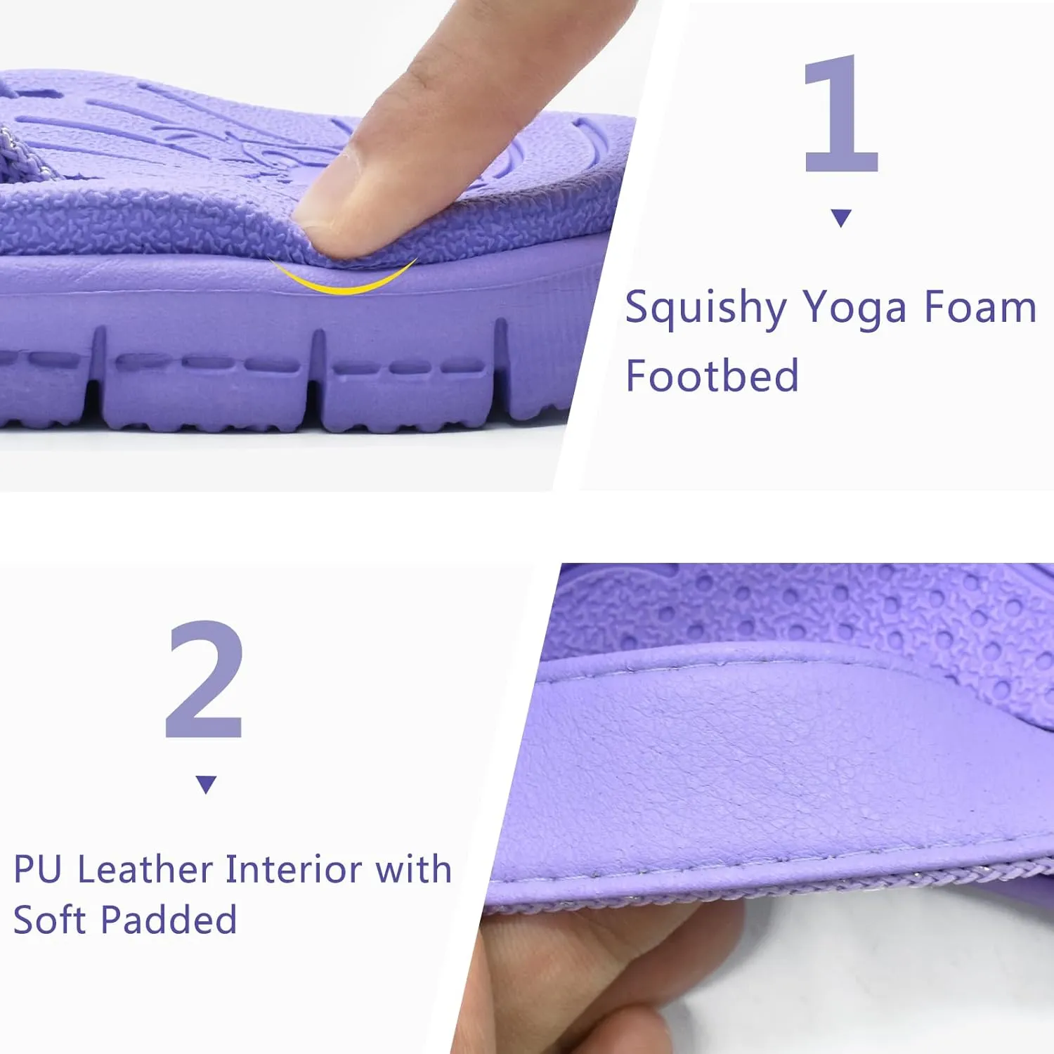 KuaiLu Womens Casual Flip Flops Yoga Mat Comfortable Cushion Arch Support Walking Thong Sandals Lightweight Non-Slip Summer Beach Slippers