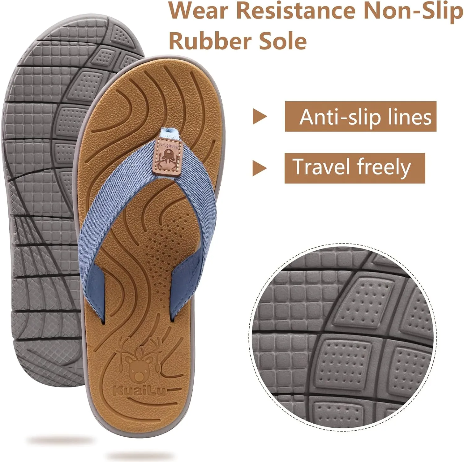 KuaiLu Womens Casual Flip Flops Yoga Mat Comfortable Cushion Arch Support Walking Thong Sandals Lightweight Non-Slip Summer Beach Slippers