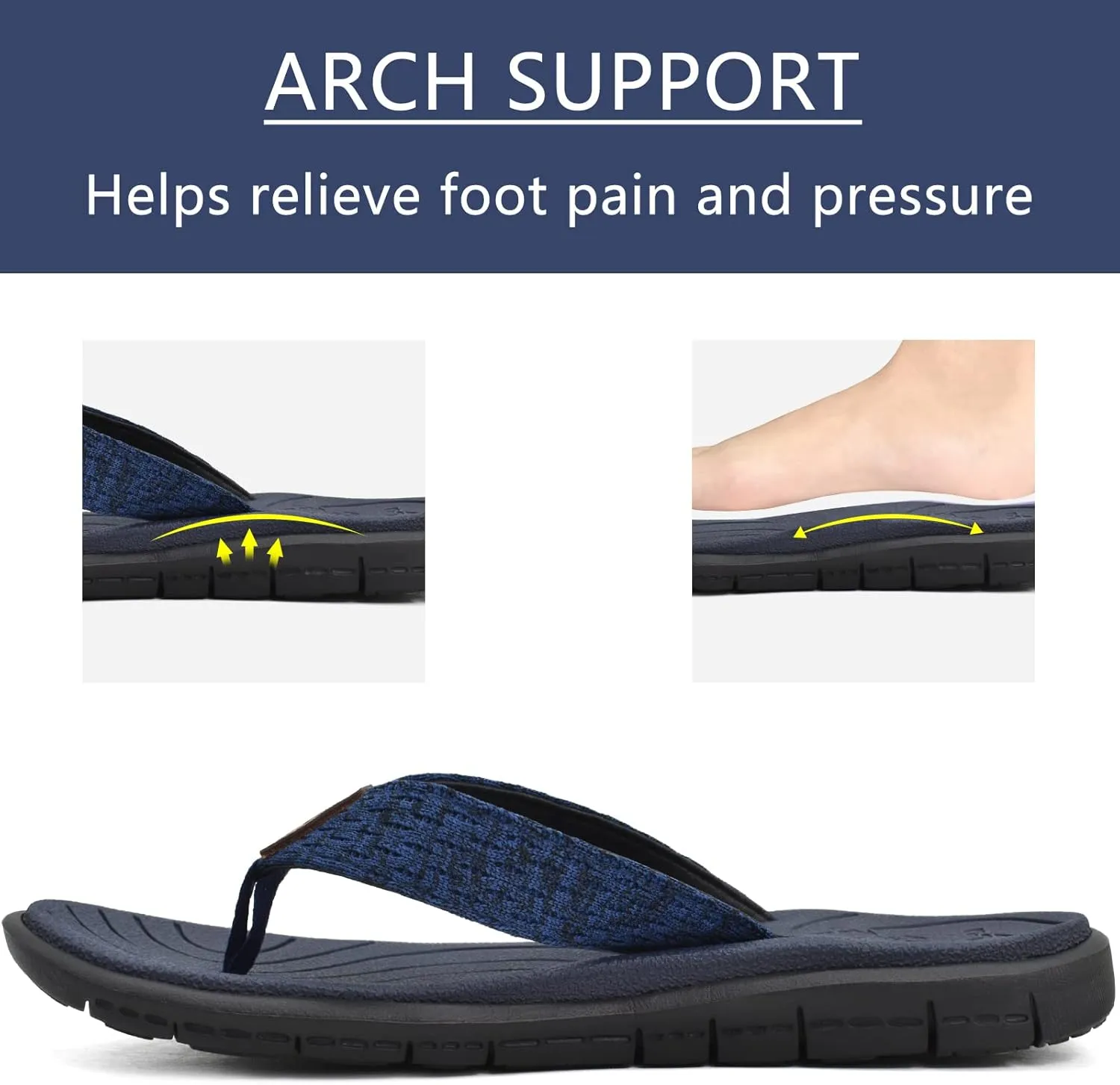 KuaiLu Womens Casual Flip Flops Yoga Mat Comfortable Cushion Arch Support Walking Thong Sandals Lightweight Non-Slip Summer Beach Slippers