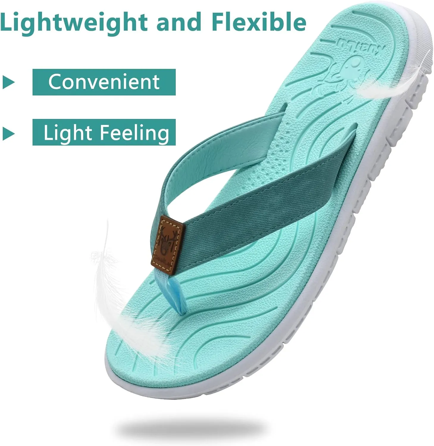 KuaiLu Womens Casual Flip Flops Yoga Mat Comfortable Cushion Arch Support Walking Thong Sandals Lightweight Non-Slip Summer Beach Slippers