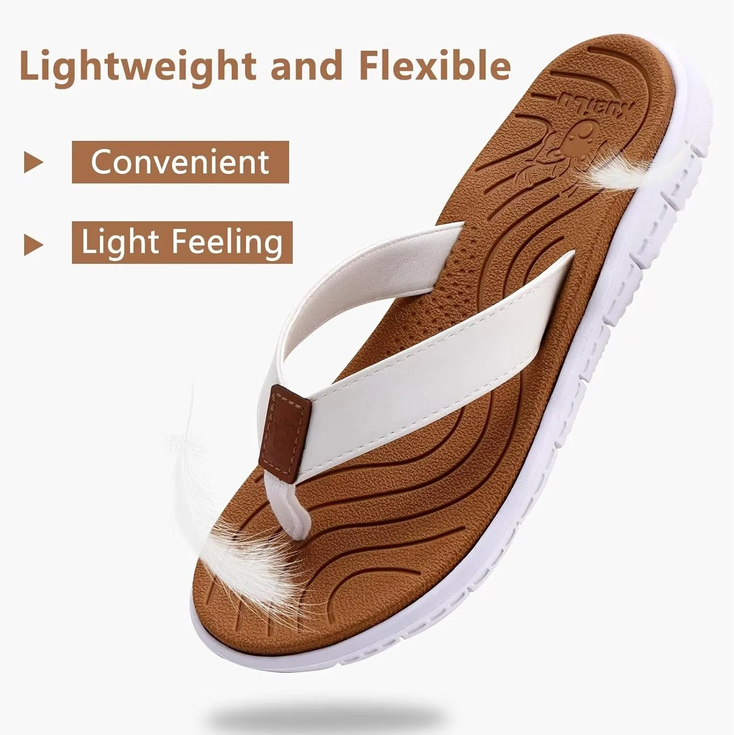 KuaiLu Womens Casual Flip Flops Yoga Mat Comfortable Cushion Arch Support Walking Thong Sandals Lightweight Non-Slip Summer Beach Slippers