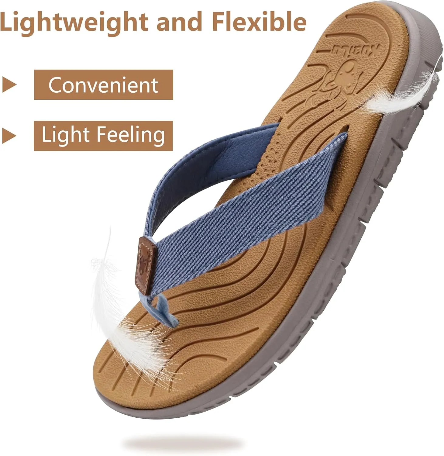 KuaiLu Womens Casual Flip Flops Yoga Mat Comfortable Cushion Arch Support Walking Thong Sandals Lightweight Non-Slip Summer Beach Slippers