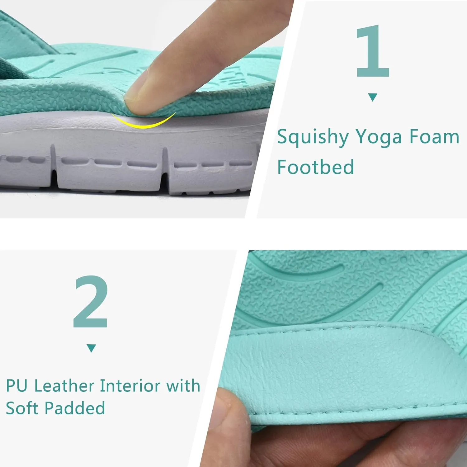 KuaiLu Womens Casual Flip Flops Yoga Mat Comfortable Cushion Arch Support Walking Thong Sandals Lightweight Non-Slip Summer Beach Slippers