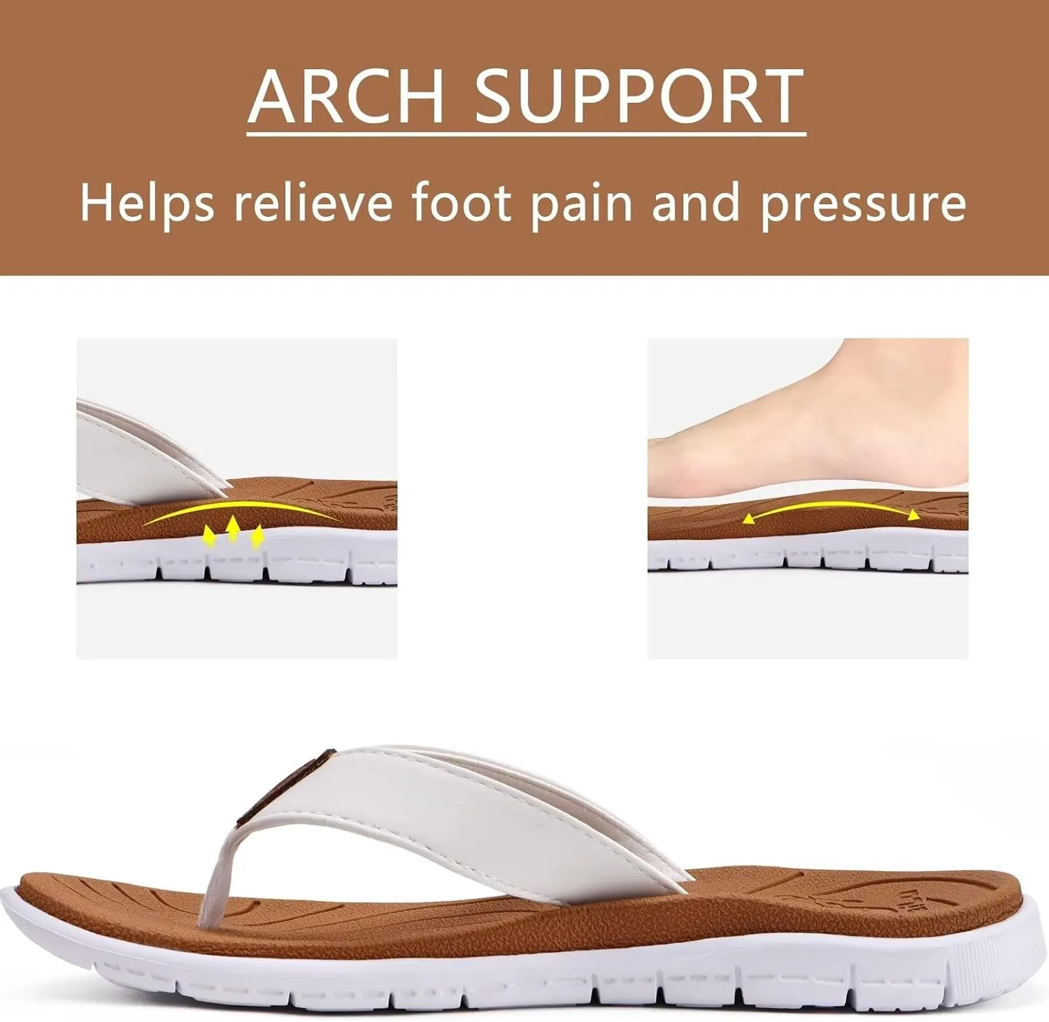 KuaiLu Womens Casual Flip Flops Yoga Mat Comfortable Cushion Arch Support Walking Thong Sandals Lightweight Non-Slip Summer Beach Slippers