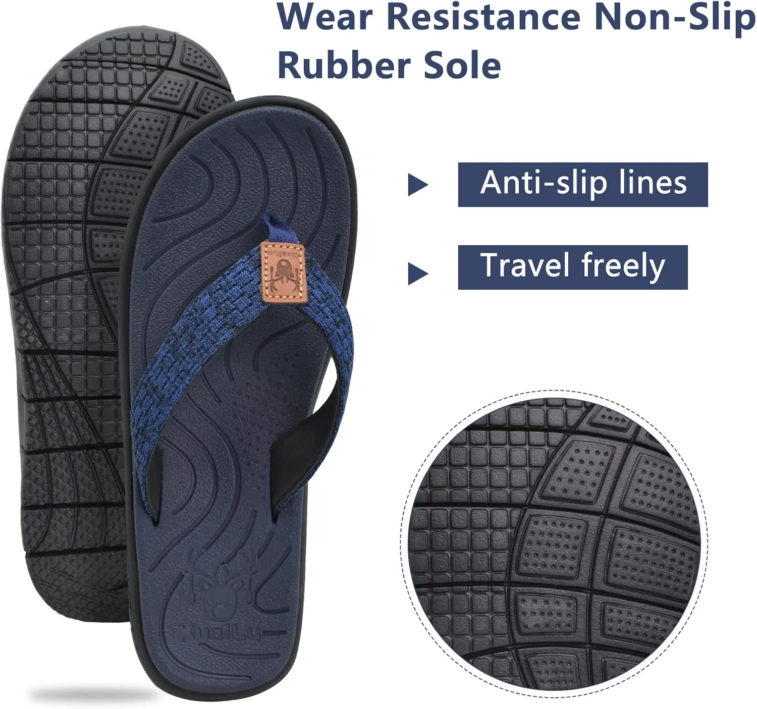 KuaiLu Womens Casual Flip Flops Yoga Mat Comfortable Cushion Arch Support Walking Thong Sandals Lightweight Non-Slip Summer Beach Slippers