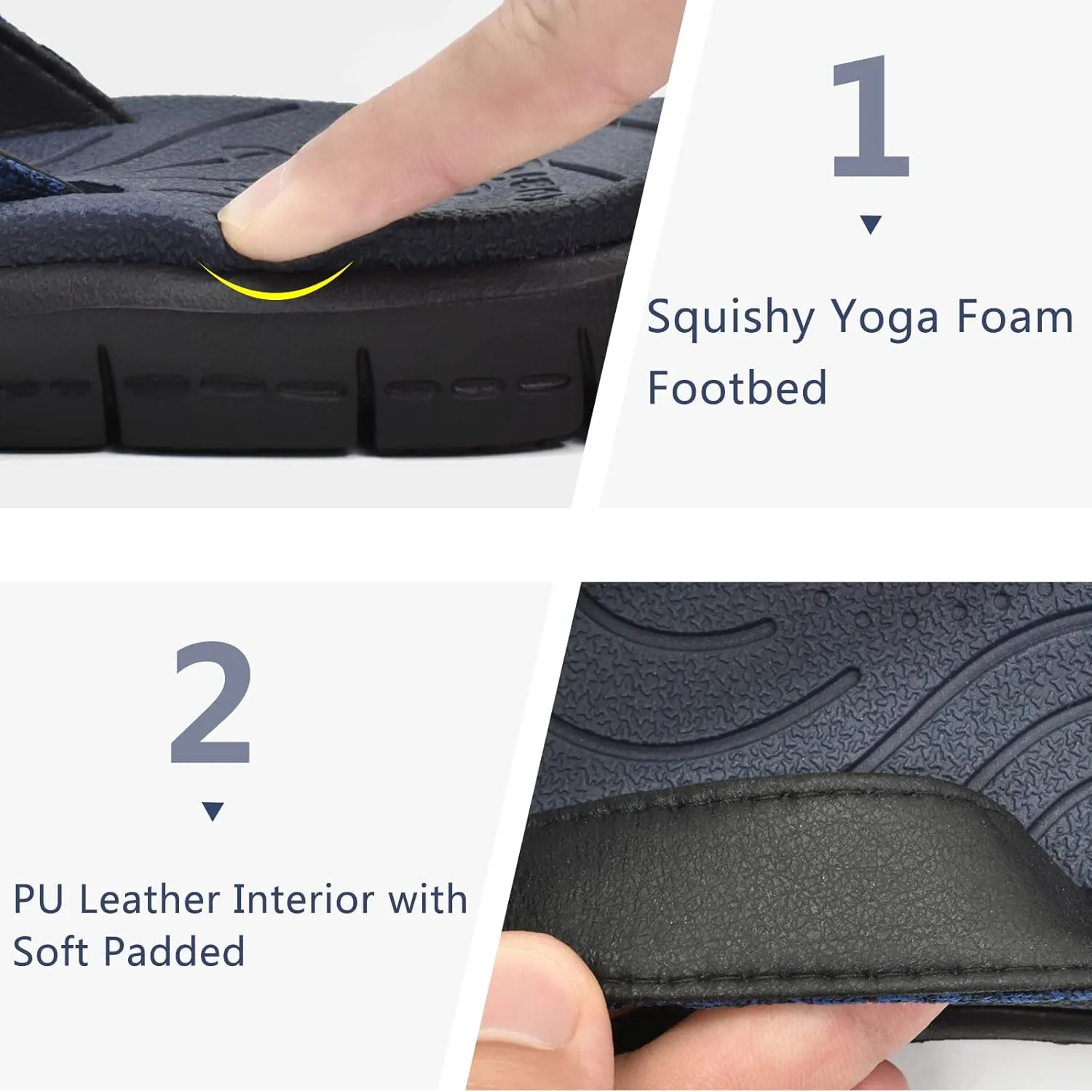 KuaiLu Womens Casual Flip Flops Yoga Mat Comfortable Cushion Arch Support Walking Thong Sandals Lightweight Non-Slip Summer Beach Slippers