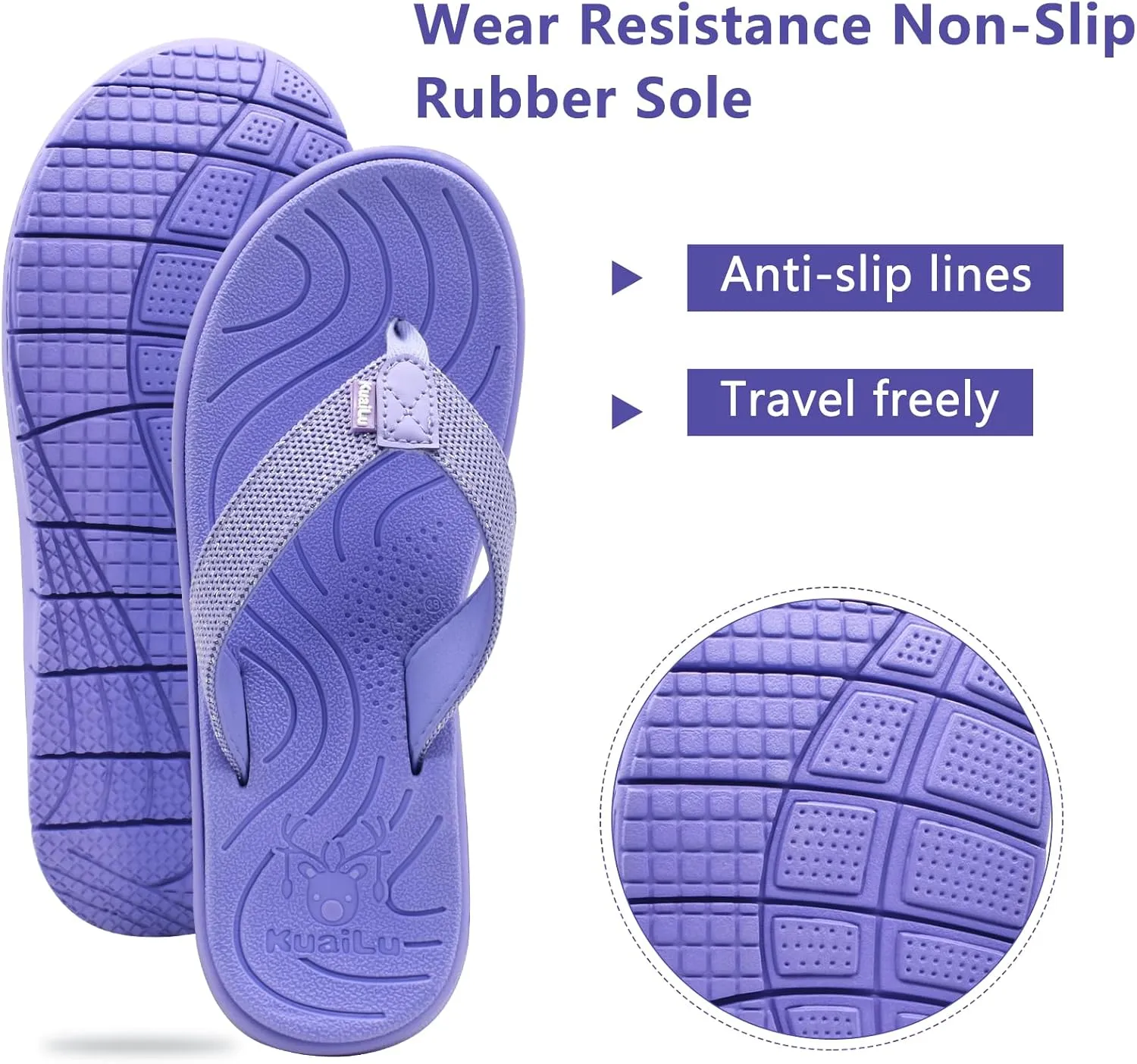KuaiLu Womens Casual Flip Flops Yoga Mat Comfortable Cushion Arch Support Walking Thong Sandals Lightweight Non-Slip Summer Beach Slippers