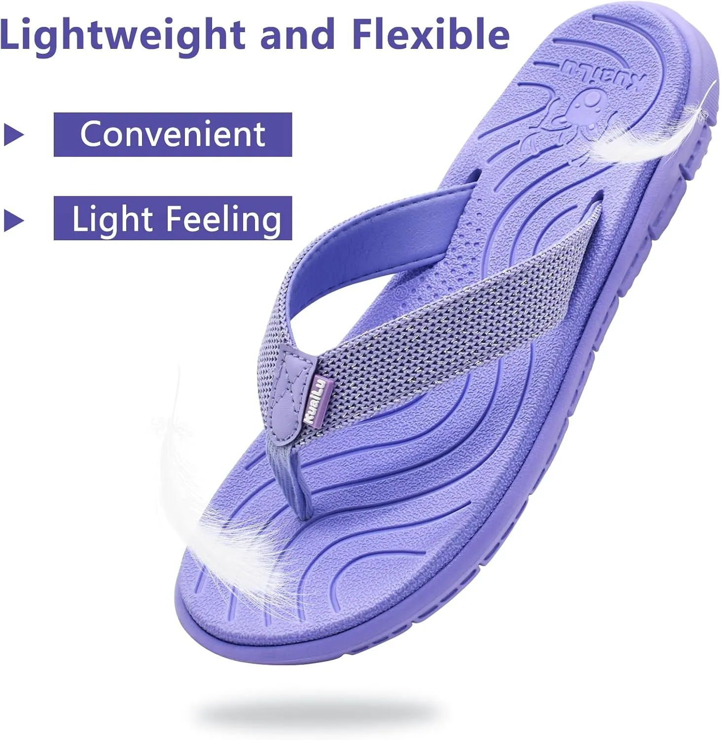 KuaiLu Womens Casual Flip Flops Yoga Mat Comfortable Cushion Arch Support Walking Thong Sandals Lightweight Non-Slip Summer Beach Slippers