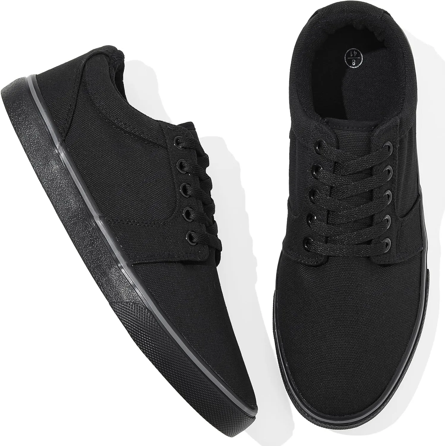 kufeiti Men's Canvas Black Casual Shoes Sneakers Low Top Lace Up Walking Shoes Sneakers for Men